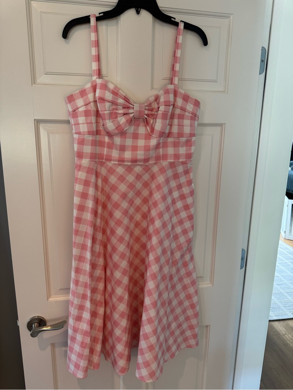 Eliza J Pink and White Gingham Bow-Front Sundress